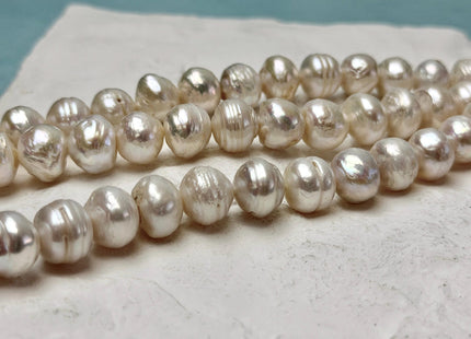 9-11 mm Natural White Ringed Baroque Freshwater Pearls High Luster Pearl Beads #P3641