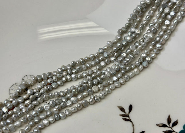 3-3.5 mm Gray Color Potato Nugget Freshwater Pearl Beads Genuine Freshwater Pearls Tiny Seed Pearl 115 Beads #P3643