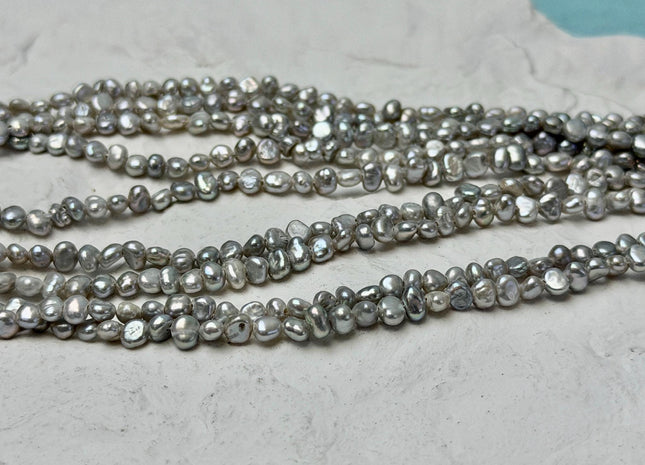 3-3.5 mm Gray Color Potato Nugget Freshwater Pearl Beads Genuine Freshwater Pearls Tiny Seed Pearl 115 Beads #P3643