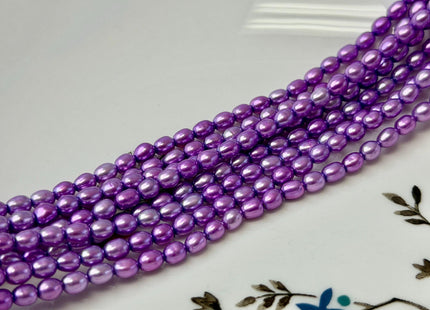 3.5-4x5 mm AAA Lavender Purple Color Rice Tiny Seed Freshwater Pearls High Luster Seed Pearl Beads #P3648