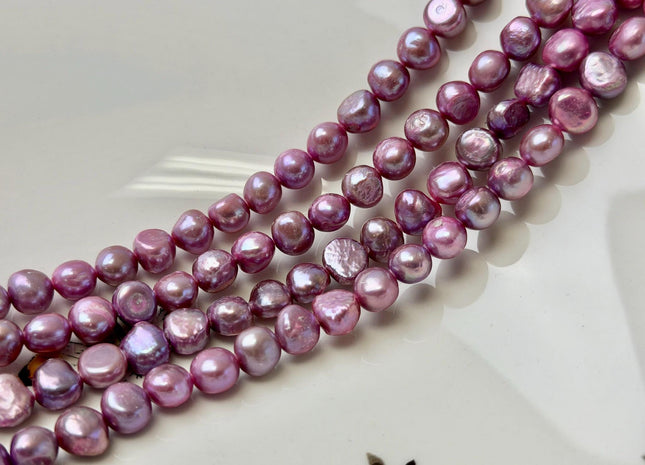8 mm AAA Mauve Pink Lavender Color Potato Nugget High Luster Freshwater Pearl 52 Beads #P3649
