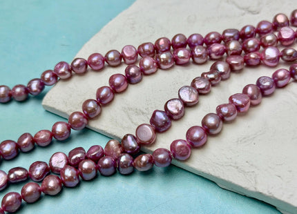 8 mm AAA Mauve Pink Lavender Color Potato Nugget High Luster Freshwater Pearl 52 Beads #P3649