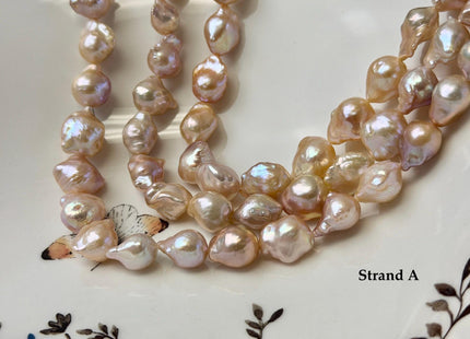 9-13x13-16 mm AAA Natural Blush Pink Freshwater Teardrop Baroque Pearl Beads High Luster Genuine Pearl Beads #P3650