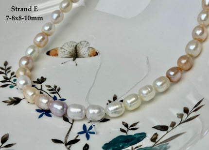 7-9x7-13 mm AA Natural White and Peach Pink Rice Freshwater Pearl High Luster Freshwater Pearl Beads #P3653
