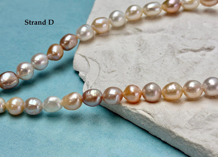 7-9x7-13 mm AA Natural White and Peach Pink Rice Freshwater Pearl High Luster Freshwater Pearl Beads #P3653