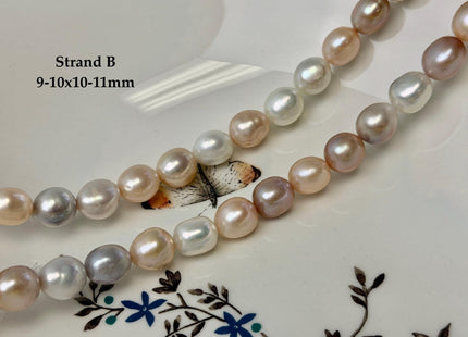 9-11x10-15 mm AAA Natural Mauve Peach Pink and White Rice Pearls High Luster Freshwater Pearl Beads #P3654