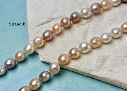 9-11x10-15 mm AAA Natural Mauve Peach Pink and White Rice Pearls High Luster Freshwater Pearl Beads #P3654