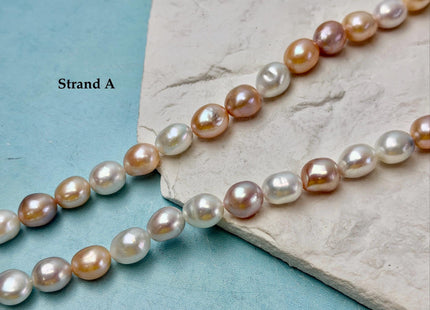 9-11x10-15 mm AAA Natural Mauve Peach Pink and White Rice Pearls High Luster Freshwater Pearl Beads #P3654