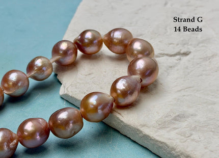 One-Of-A-Kind 12-18 mm AA Very Rare Natural Mauve Pink White Freshwater Edison Baroque Pearls High Luster Large 2.1mm Hole Beads #P3655