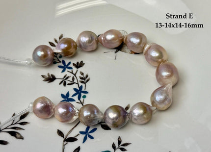 One-Of-A-Kind 12-18 mm AA Very Rare Natural Mauve Pink White Freshwater Edison Baroque Pearls High Luster Large 2.1mm Hole Beads #P3655