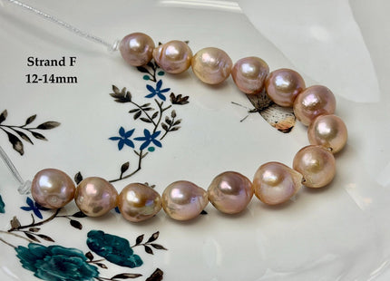One-Of-A-Kind 12-18 mm AA Very Rare Natural Mauve Pink White Freshwater Edison Baroque Pearls High Luster Large 2.1mm Hole Beads #P3655