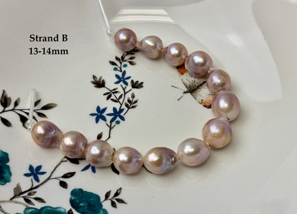One-Of-A-Kind 12-18 mm AA Very Rare Natural Mauve Pink White Freshwater Edison Baroque Pearls High Luster Large 2.1mm Hole Beads #P3655