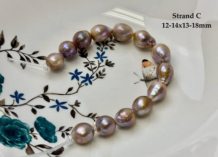 One-Of-A-Kind 12-18 mm AA Very Rare Natural Mauve Pink White Freshwater Edison Baroque Pearls High Luster Large 2.1mm Hole Beads #P3655