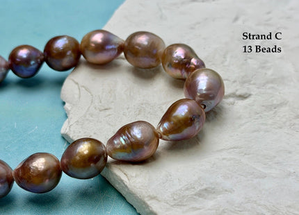 One-Of-A-Kind 12-18 mm AA Very Rare Natural Mauve Pink White Freshwater Edison Baroque Pearls High Luster Large 2.1mm Hole Beads #P3655