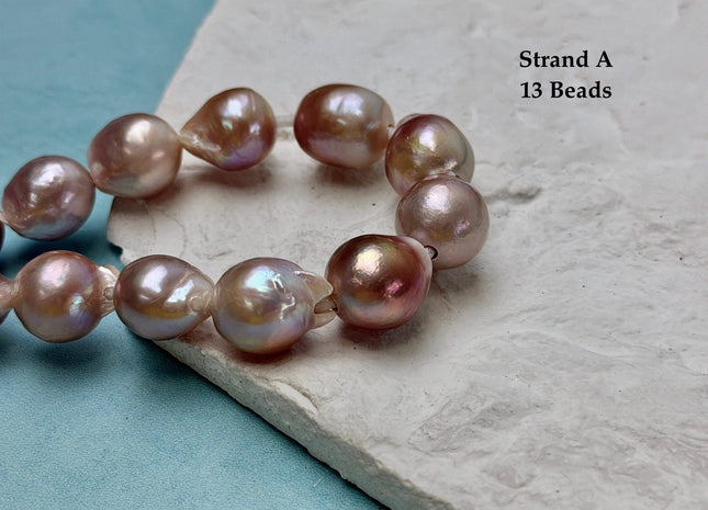 One-Of-A-Kind 12-18 mm AA Very Rare Natural Mauve Pink White Freshwater Edison Baroque Pearls High Luster Large 2.1mm Hole Beads #P3655
