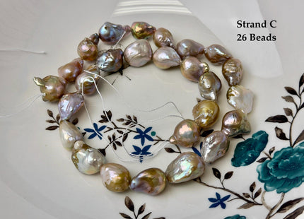 One-Of-A-Kind 10-14x13-19 mm AAA Natural Mauve Pink Seaweed Freshwater Teardrop Baroque Pearl Beads High Luster Genuine Pearl Beads #P3658