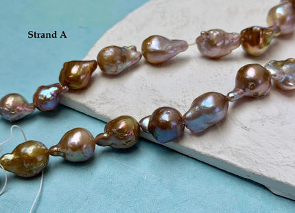 One-Of-A-Kind 10-14x13-19 mm AAA Natural Mauve Pink Seaweed Freshwater Teardrop Baroque Pearl Beads High Luster Genuine Pearl Beads #P3658