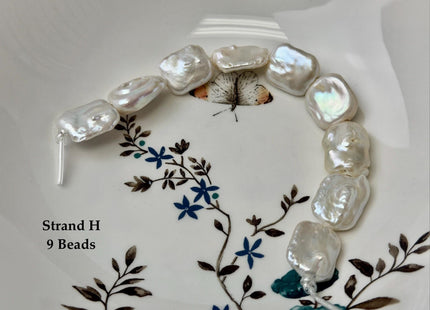 One-Of-A-Kind 16-28 mm AA Natural White Pink Freshwater Rectangular Coin Baroque Pearls High Luster Large 2.1mm Hole Beads #P3659