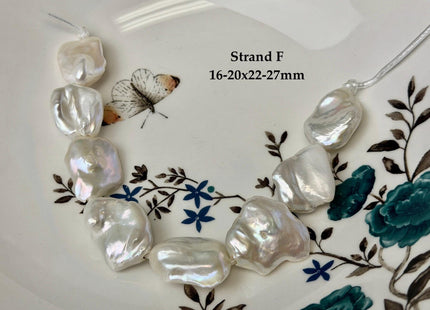 One-Of-A-Kind 16-28 mm AA Natural White Pink Freshwater Rectangular Coin Baroque Pearls High Luster Large 2.1mm Hole Beads #P3659