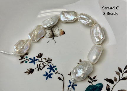 One-Of-A-Kind 16-28 mm AA Natural White Pink Freshwater Rectangular Coin Baroque Pearls High Luster Large 2.1mm Hole Beads #P3659