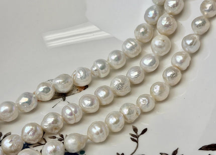 8.5-11 mm Natural White Irregular High Luster Baroque Freshwater Pearl Beads #523