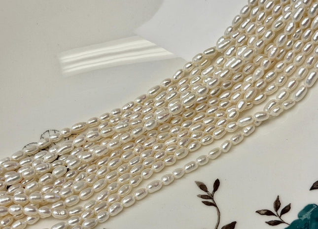 3x4-6mm Natural White Color Rice Shape Freshwater Pearls Genuine Tiny Freshwater Pearl Beads Bridal Pearls #1371