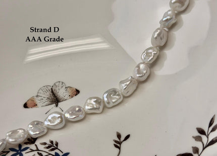 8-10x10-14 mm AAA Half Strand High Luster Natural White Keshi Nugget Large Hole Size 1.5mm Freshwater Pearl Beads #P3712