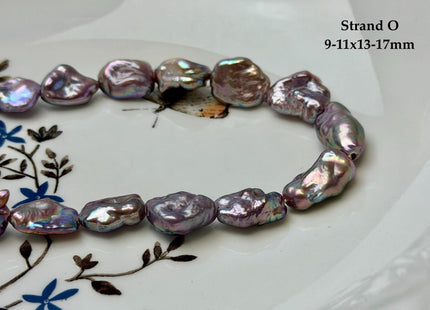 One-Of-A-Kind 8-12x12-18 mm AA Half Strand Rare Natural Dark Mauve Pink Keshi High Luster Nugget Large Hole 1.5mm Freshwater Pearls #P3713