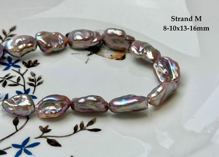One-Of-A-Kind 8-12x12-18 mm AA Half Strand Rare Natural Dark Mauve Pink Keshi High Luster Nugget Large Hole 1.5mm Freshwater Pearls #P3713