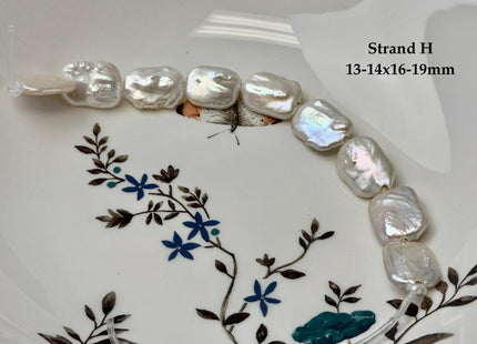 One-Of-A-Kind 12-17x16-21mm AA Natural White Freshwater Thick Rectangular Coin Baroque Pearls High Luster Large 2.1mm Hole Beads #P3714