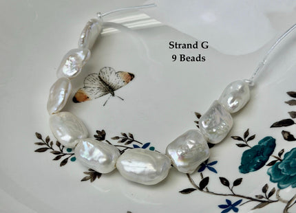 One-Of-A-Kind 12-17x16-21mm AA Natural White Freshwater Thick Rectangular Coin Baroque Pearls High Luster Large 2.1mm Hole Beads #P3714