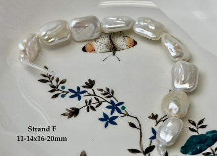 One-Of-A-Kind 12-17x16-21mm AA Natural White Freshwater Thick Rectangular Coin Baroque Pearls High Luster Large 2.1mm Hole Beads #P3714