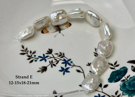 One-Of-A-Kind 12-17x16-21mm AA Natural White Freshwater Thick Rectangular Coin Baroque Pearls High Luster Large 2.1mm Hole Beads #P3714