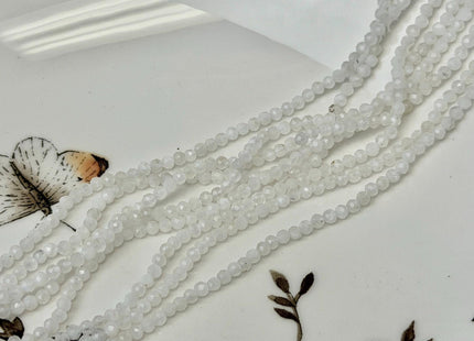 2-2.5 mm Faceted Round Tiny Natural White Moonstone Gemstone Beads 15 Inches Strand #4888