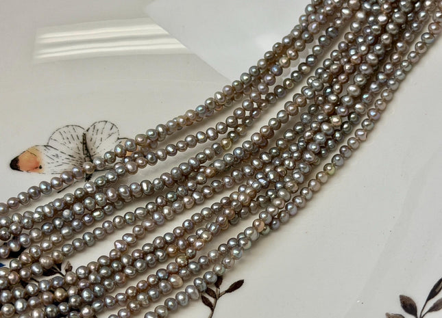 2-3 mm Pinkish Gray Tiny Freshwater Pearl Potato Shape Genuine Freshwater Seed Gray Color Pearl Beads #P3234