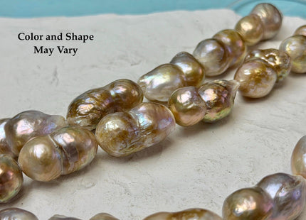 14-16x22-27 mm AA Half Strand Baroque Peanut Pearls Natural Seaweed Pink Color Double Large Hole Pearl Beads #P2215