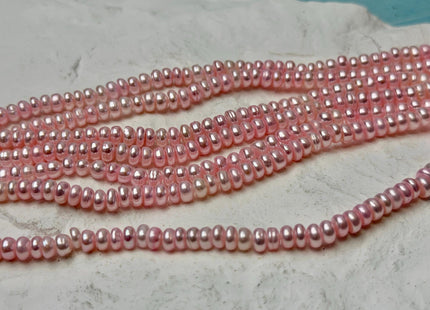 4-5 mm Baby Pink Round Button Pearl Genuine Freshwater Pearl Beads 15 Inches #P3667