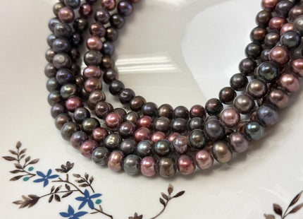 8-9mm Peacock Brown Color Off Round Shape Freshwater Pearl Beads Hole Size 2.0mm 55 Beads #P3676