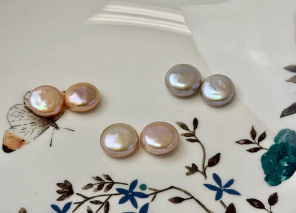 ONE Piece AAAAA 11-13 mm Natural Mauve Purple Top Quality Super High Luster Half Drilled Thick Coin Pearls For Earring And Pendant #P1155-A