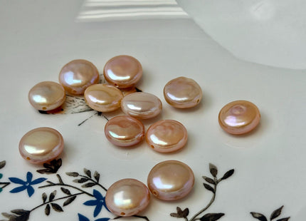 ONE Piece AAAAA 12-14 mm Natural Mauve Purple Top Quality Super High Luster Large Hole Thick Coin Pearls Hole Size 1.2mm Or 2.1mm #P1156
