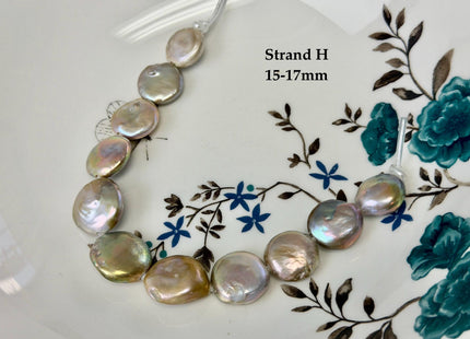 One-Of-A-Kind 14-20 mm Natural Mauve Pink Seaweed Freshwater Round Coin Pearls High Luster Large 2.1mm Hole Beads #P3672