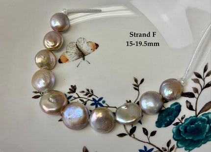 One-Of-A-Kind 14-20 mm Natural Mauve Pink Seaweed Freshwater Round Coin Pearls High Luster Large 2.1mm Hole Beads #P3672