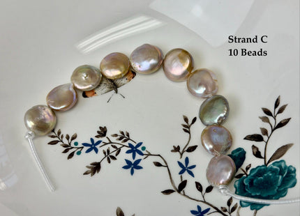 One-Of-A-Kind 14-20 mm Natural Mauve Pink Seaweed Freshwater Round Coin Pearls High Luster Large 2.1mm Hole Beads #P3672