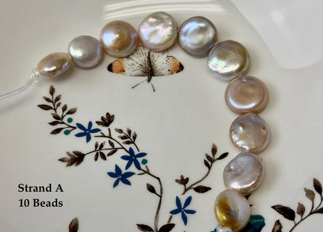One-Of-A-Kind 14-20 mm Natural Mauve Pink Seaweed Freshwater Round Coin Pearls High Luster Large 2.1mm Hole Beads #P3672