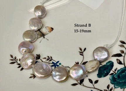 One-Of-A-Kind 14-20 mm Natural Mauve Pink Seaweed Freshwater Round Coin Pearls High Luster Large 2.1mm Hole Beads #P3672