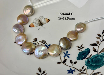 One-Of-A-Kind 14-20 mm Natural Mauve Pink Seaweed Freshwater Round Coin Pearls High Luster Large 2.1mm Hole Beads #P3672