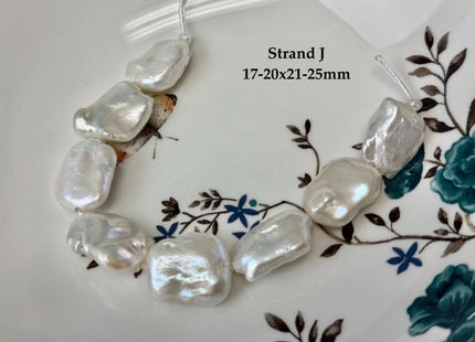 One-Of-A-Kind 17-21x20-31mm AA Natural White Mauve Pink Freshwater Rectangular Coin Baroque Pearls High Luster Large 2.1mm Hole Beads #P3673
