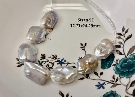 One-Of-A-Kind 17-21x20-31mm AA Natural White Mauve Pink Freshwater Rectangular Coin Baroque Pearls High Luster Large 2.1mm Hole Beads #P3673