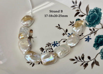One-Of-A-Kind 17-21x20-31mm AA Natural White Mauve Pink Freshwater Rectangular Coin Baroque Pearls High Luster Large 2.1mm Hole Beads #P3673