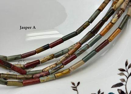 4x13-14 mm Tube Shape Natural Red Creek Jasper Gemstone Loose Beads 15.5 Inches Strand #4889